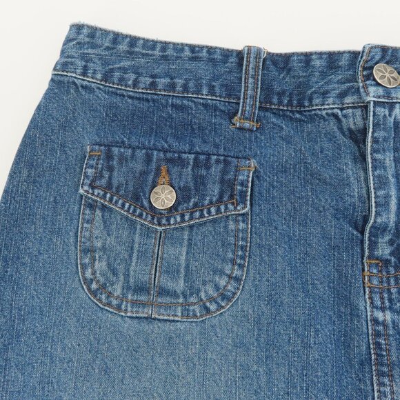 SO Juniors 7 Blue Denim Jean Skirt Button Pockets All Cotton Y2K 2000s Style - Picture 2 of 9